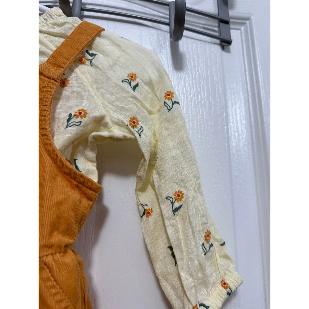 Cat & Jack Baby Girls Mustard Ditsy Floral Corduroy Jumper Set 12M NWT